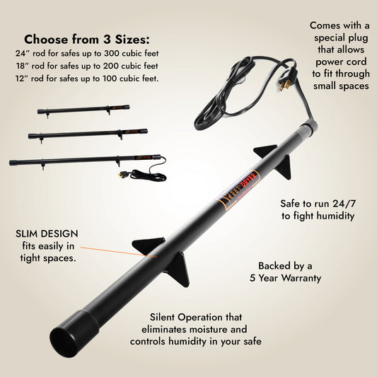 Safe dehumidifier rod 12" for 100 cubic feet